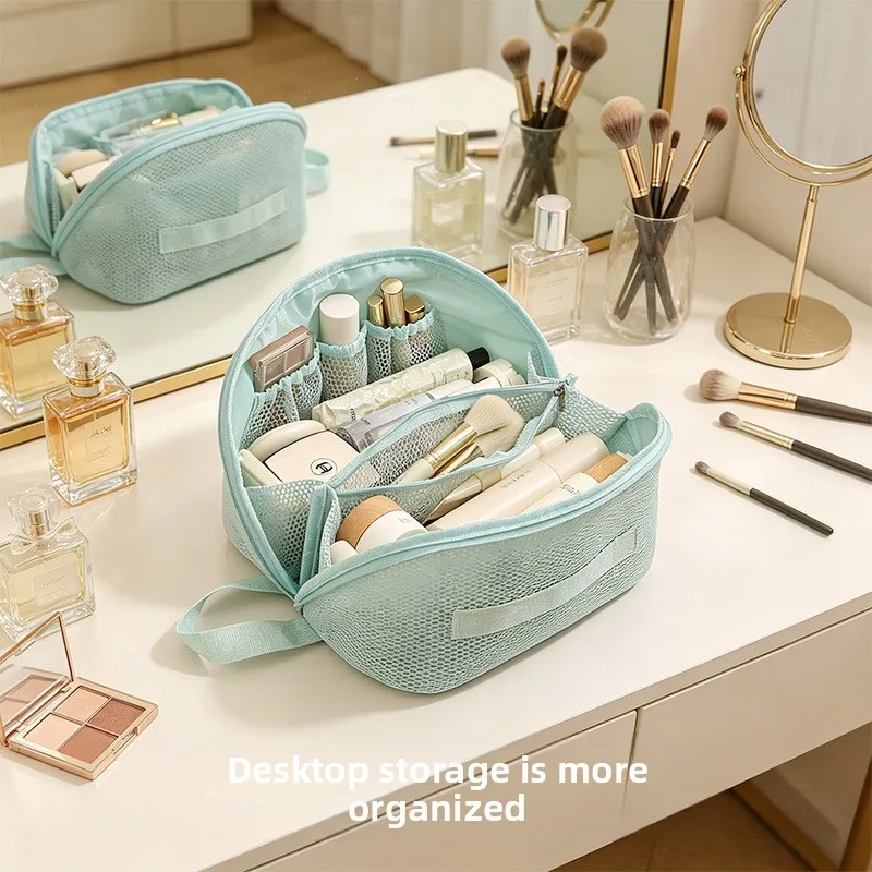 New Arrival Mesh Cosmetic Bag Large Capacity Partition Cosmetic Cosmetics Bag Travel Drain Multifunctional Toiletry Storage Bag
