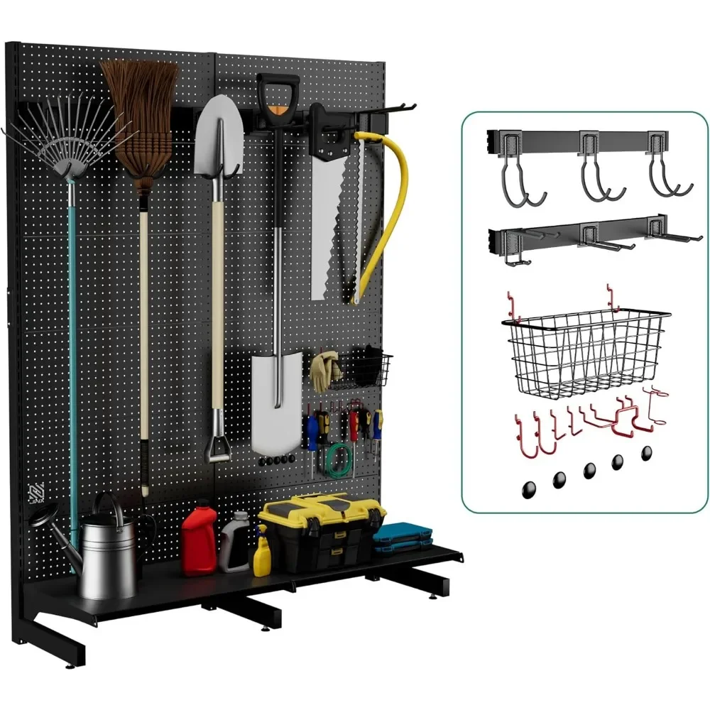 Garage Pegboard Tool Organizer Free Standing Organizer Storage Rack with 21 Pegboard Storage Set Max 300 lbs