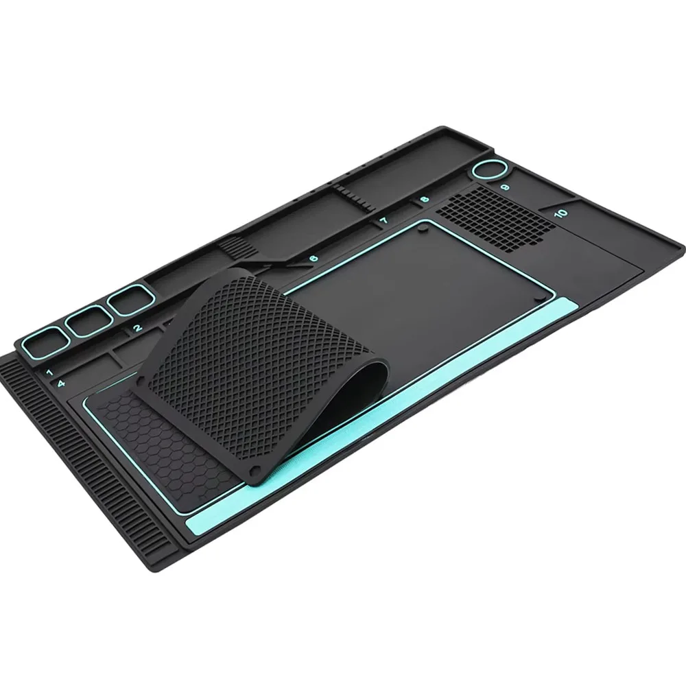 Soldering Silicone Repair Mat Multifunction for Phone Laptop PC Motherboard Welding Pad with Screw Fixing & Tool Storage Groove