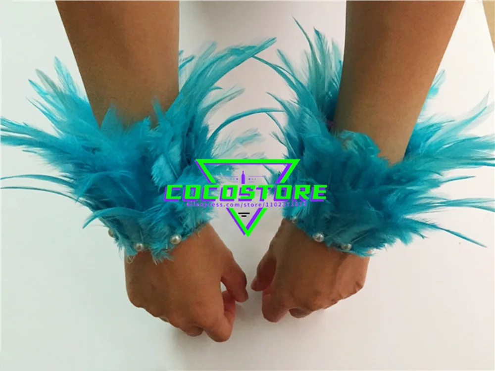 Feather Arm Warmer Party Cosplay Costume Carnival Stage Show Showgirl Feather Wrist Cuff