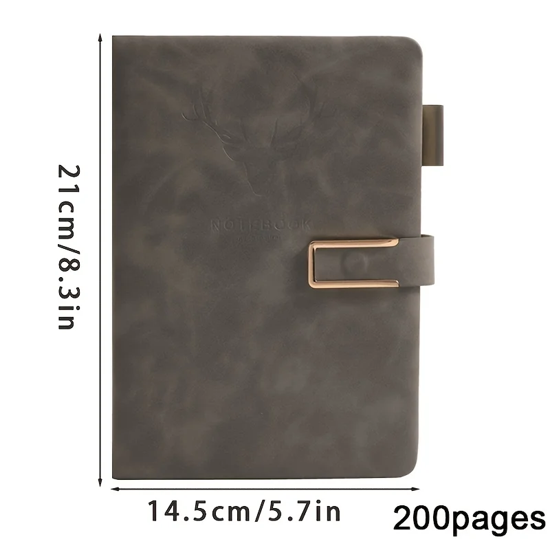 Vintage A5 Leather Notebook, 200 Pages with Leather Cover, Featuring a Softcover and Bookmark - Ideal for Business Meetings