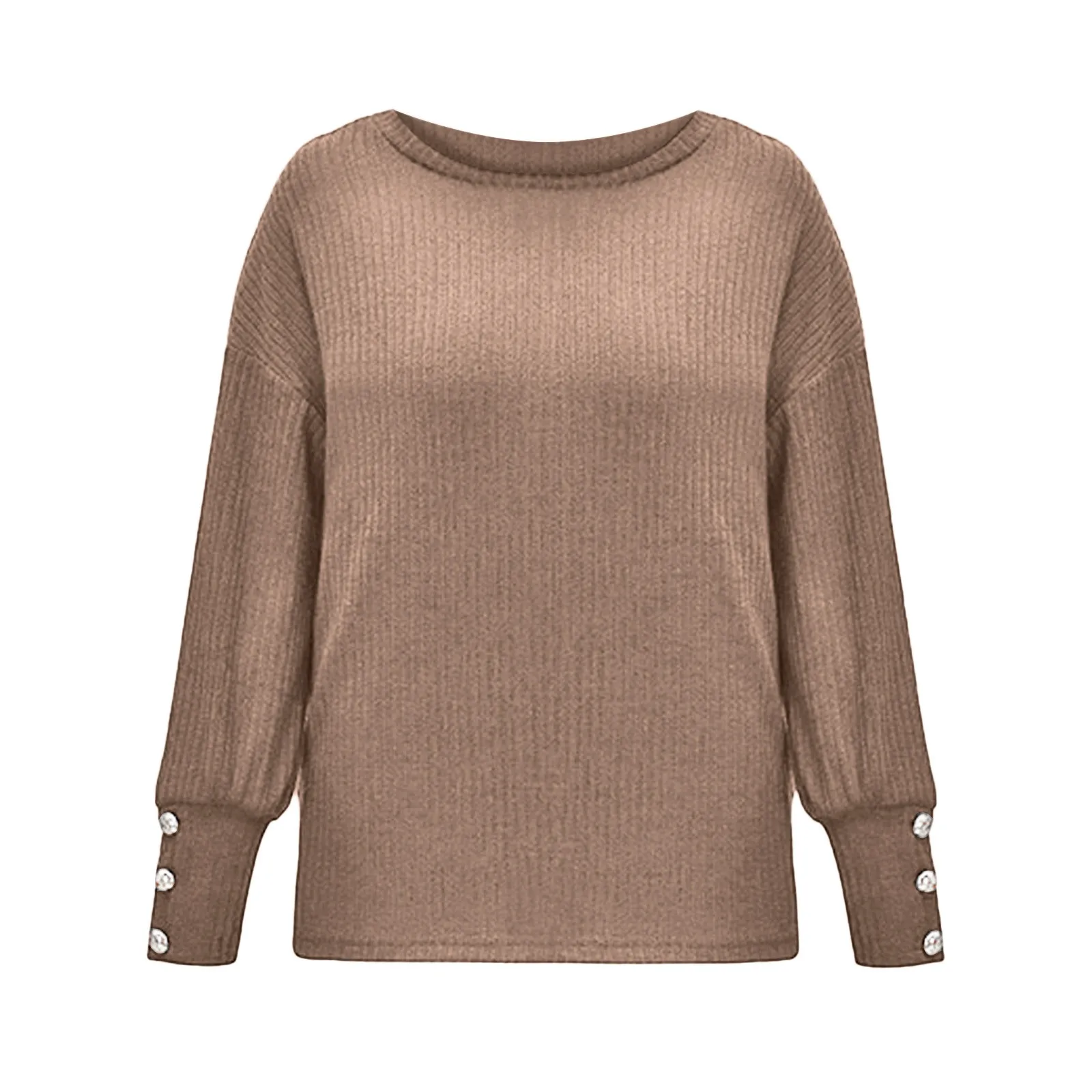 Maglione lavorato a maglia tinta unita da donna girocollo abbottonato a maniche lunghe autunno e inverno caldo Top moda semplice e Versatile Top