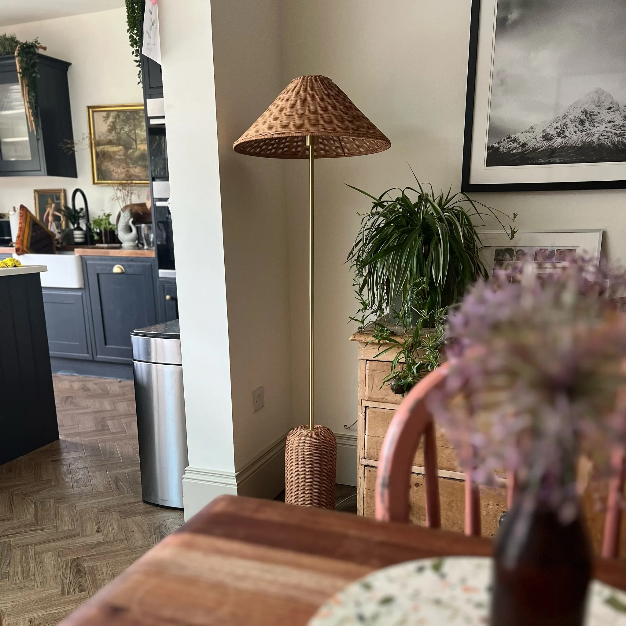 French rattan living room floor lamp bedroom study lamp wabi sandy wind floor lamp