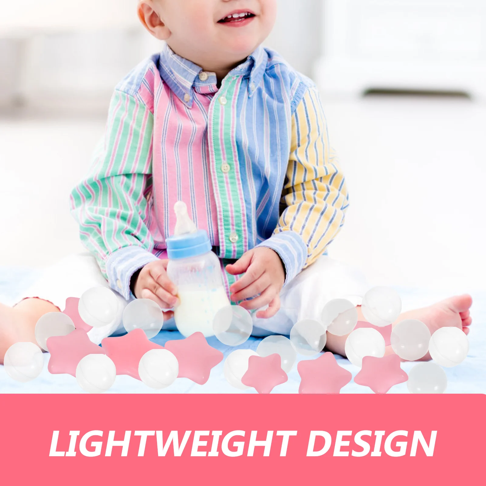 

100Pcs Ocean Balls Star and Round Shaped Smooth Safe Plastic Childrens Play Pit Fill for Pool Tent Trampoline Room Educational