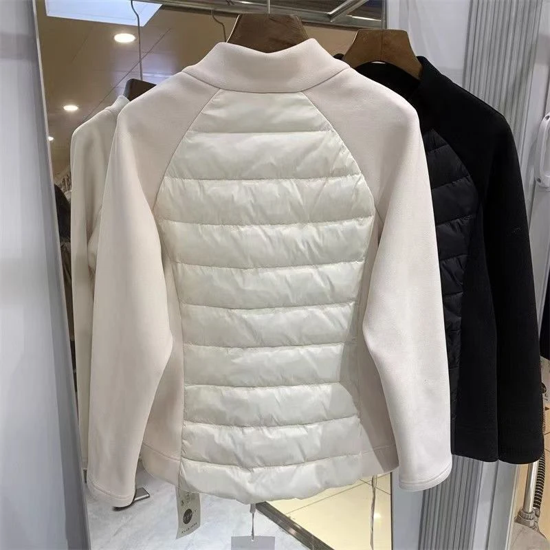 Rimocy Patchwork Long Sleeve Parkas Women Autumn Winter Zipper Up Down Cotton Jackets Woman 2024 Slim Fit Warm Coats Female