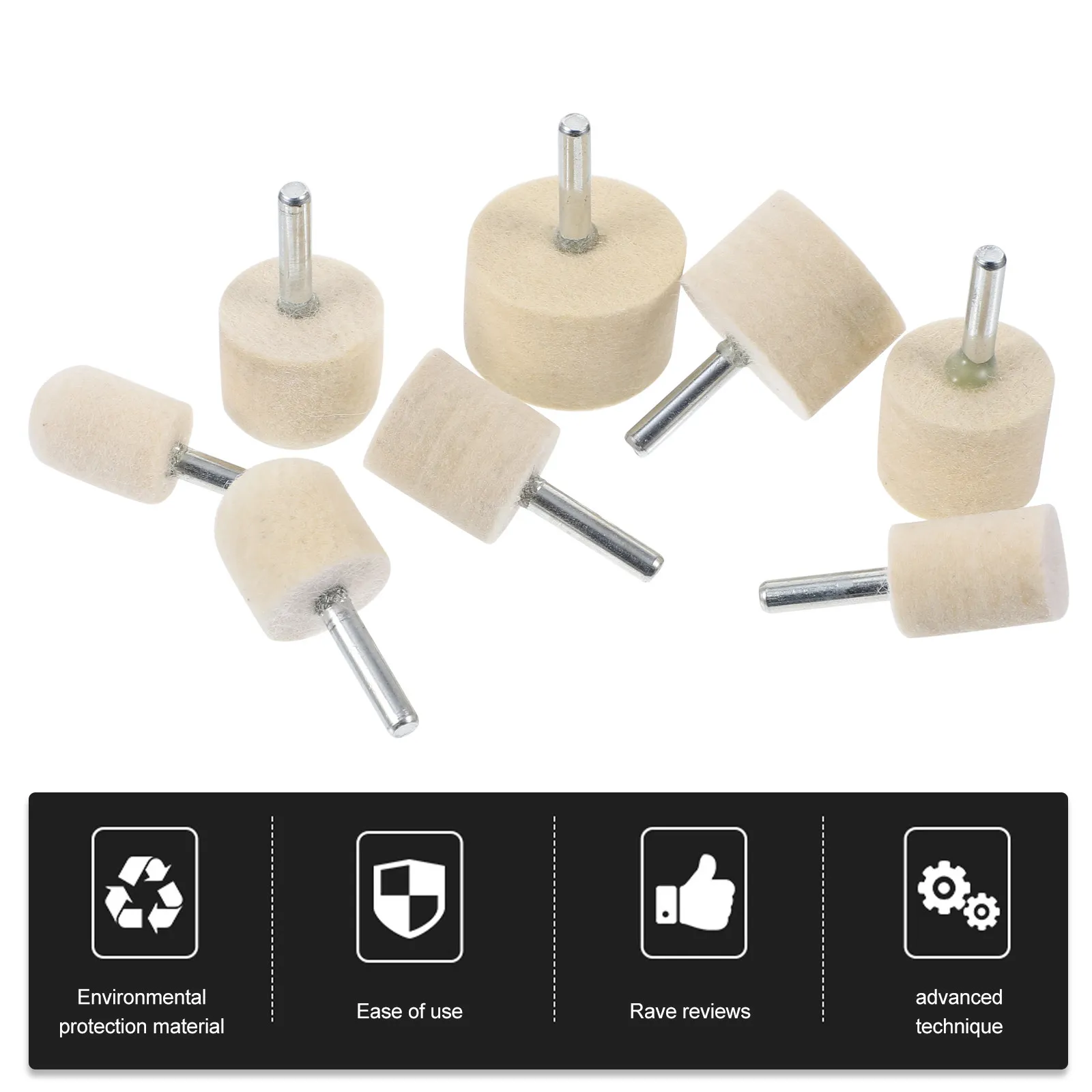 

Набор из 8 шерстяных фетровых полировочных колесиков для ногтей, сменные насадки различных размеров для электрического аппарата для маникюра и педикюра