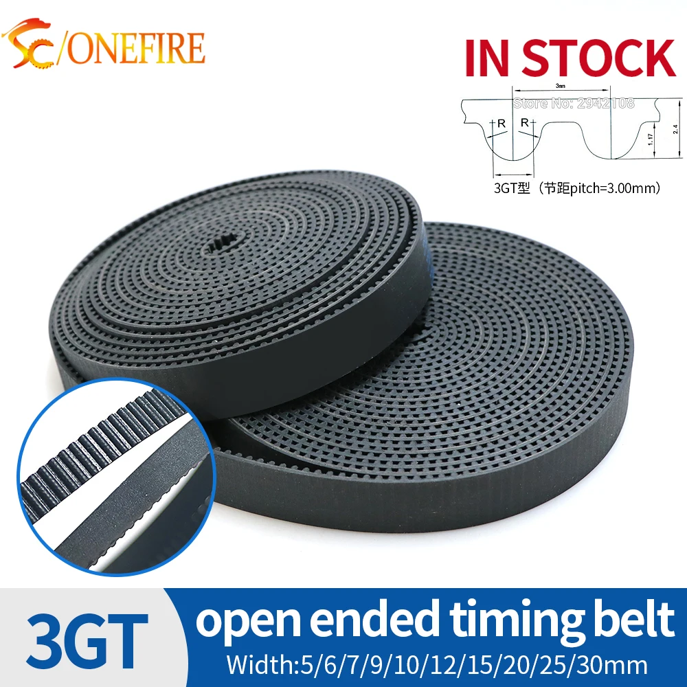

3GT 3MGT Open Synchronous Timing Belt GT3 Width 5~30mm Rubber 3GT-5/3GT-6/3GT-9/3GT-15 3D Printer Belts