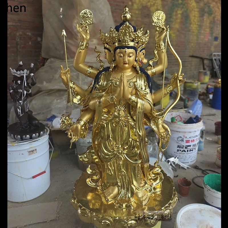 Cz xiangshi sculpture painted pure copper doumu yuanjun bronze statue ornament temple worshiping doumu statue