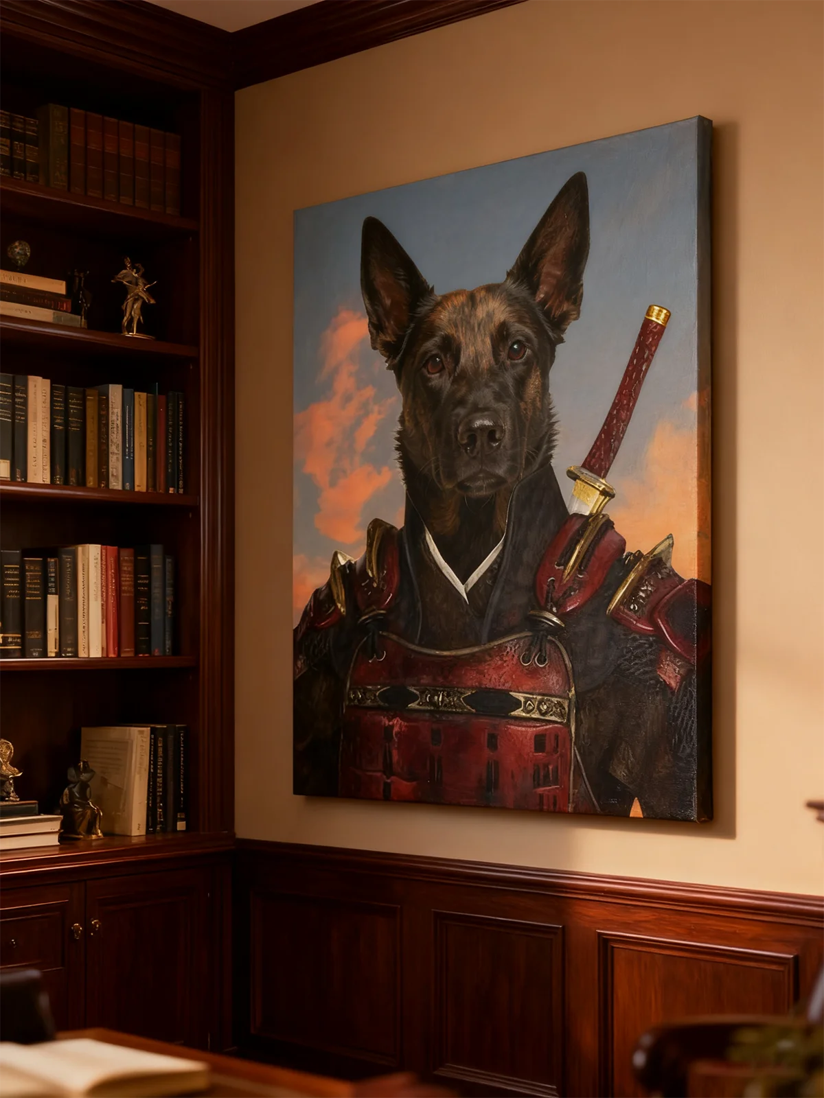 تخصيص قماش اللوحة صورة ملكية |   كلب الملك القط الحيوانات الأليفة الملكية |   ملصق حيوان عصر النهضة لتزيين الهدايا الشخصية