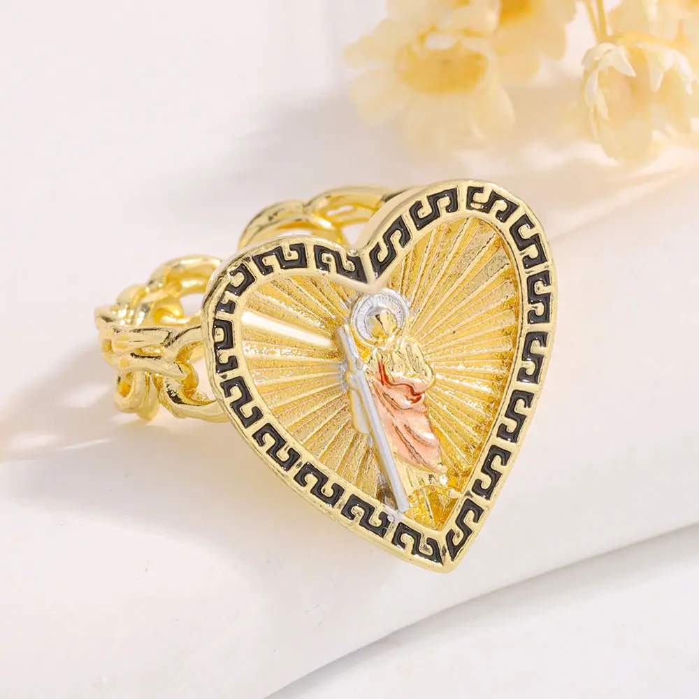 

Luck Fashion Religion Catholic Virgin Mary Love Opening Drip Oil Adjustable Ladies Personality Ring Suitable for Party Gifts