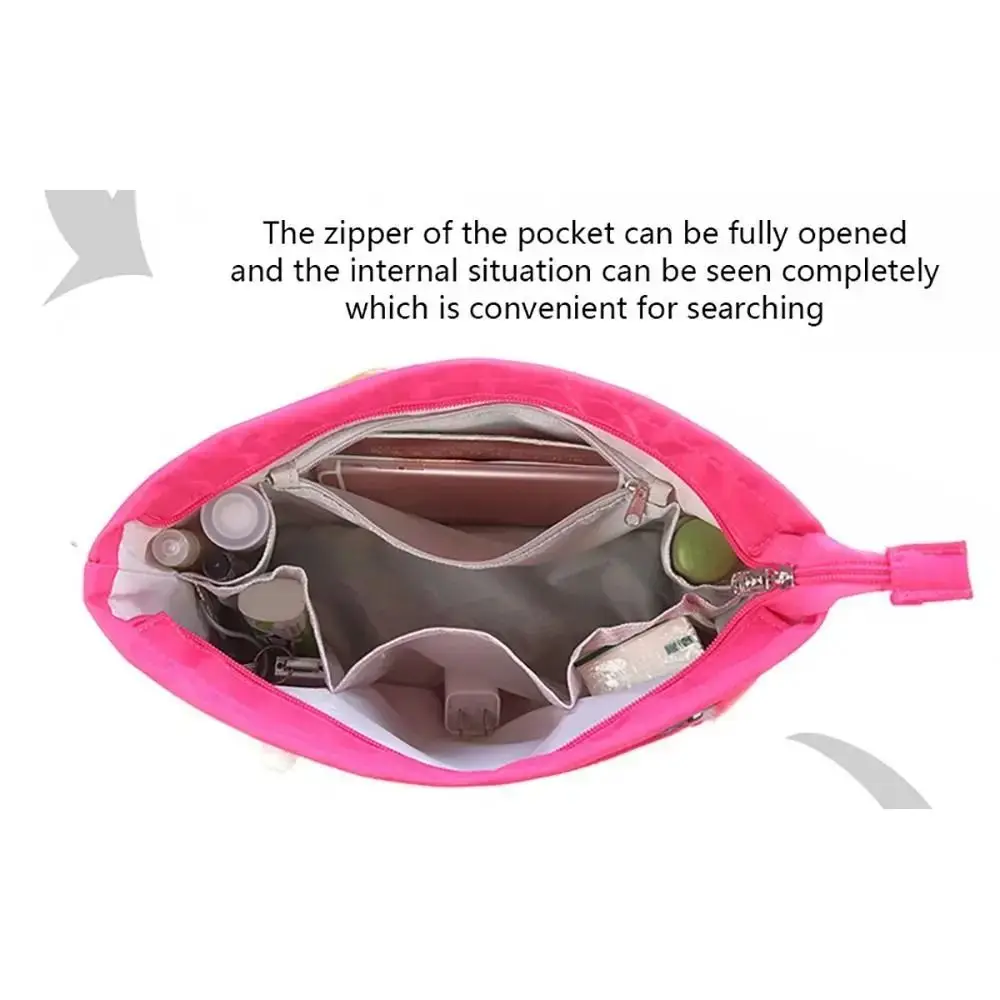Cosmetic Organizer Insert Bag with Zipper Multifunctional Multi-Pocket Handbag Solid Color Storage Bags Inner Bag Women