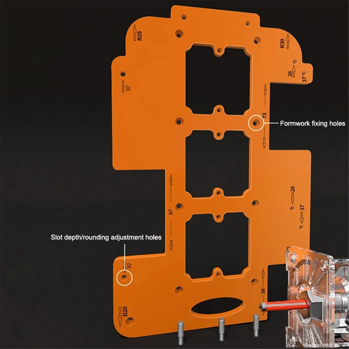 BAAQ アーク半径トリミングワードローブ埋め込みハンドルなしスロッティングスイッチングソケット穴あけ穴ロケータ開口部テンプレート