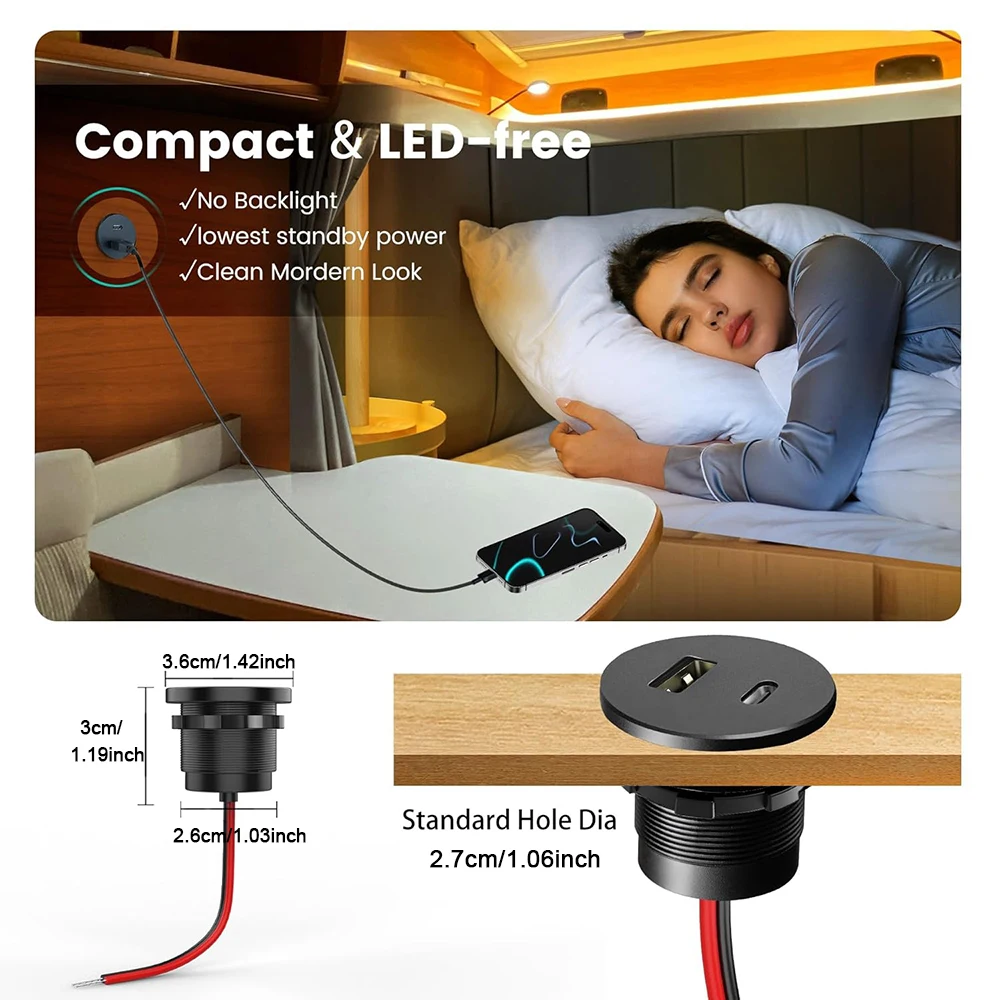 12 فولت/24 فولت RV منفذ USB شاحن سريع PD3.0 و QC3.0 شاحن سريع 48 واط شحن المقبس ل RV شاحن فان مقطورة قارب عربة جولف