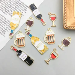 10pcs/lot Enamel Charms Red Wine Glass Beer Glass Pendants Mixed Style Accessories For DIY Jewelry Making Findings Crafting