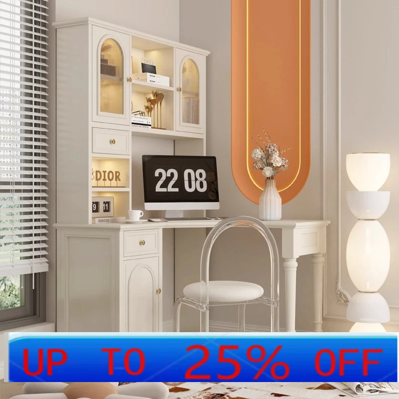

LMM Modern Light Luxury Desk Bookshelf Combination Solid Wood Integrated Corner Office Desk