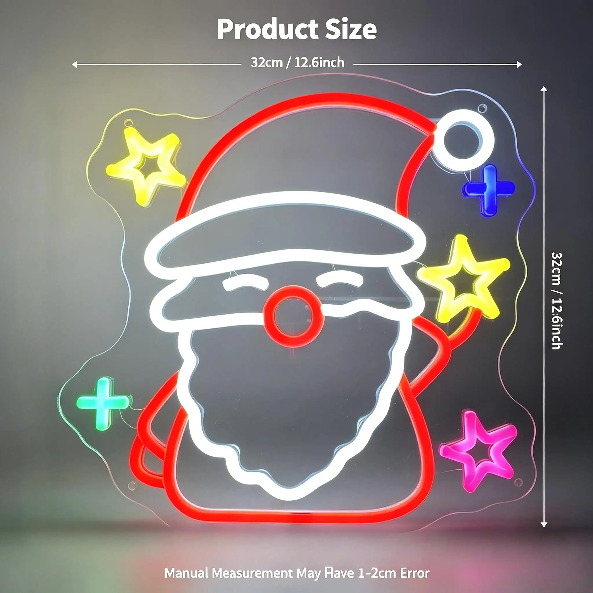 Santa Claus With Stars Neon Sign Usb Dimmable Led Light For Home Xmas Party Kids Room Cute Festive Art Scene Decor Gift Supplies