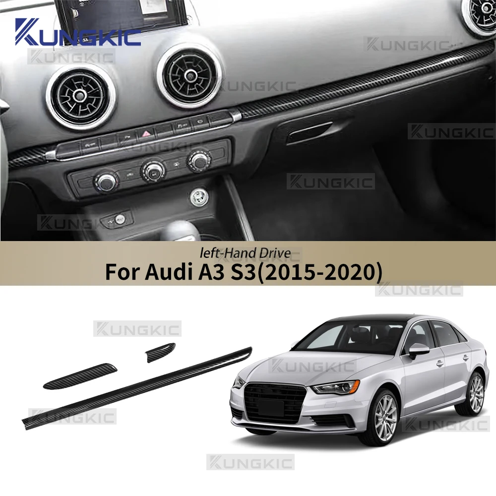 

Наклейка-накладка на панель приборов автомобиля для Audi A3 S3 RS3 2014-2020 (левый руль), ABS, с рисунком под карбон