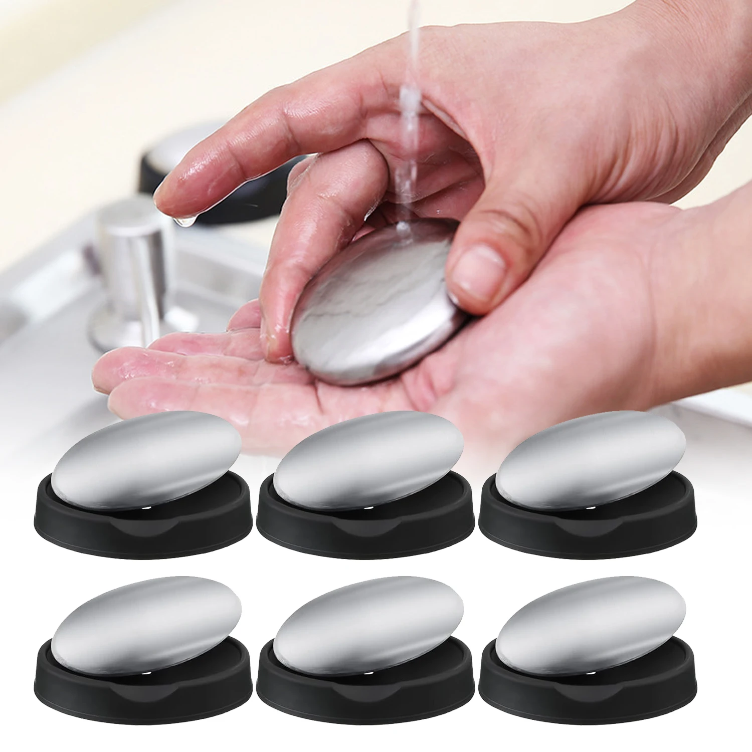 Odor Removal Metal Soap Oval Hand Washer 304 Stainless Steel Deodorant Soap For Deodorizing Cleaning Kitchen Tools