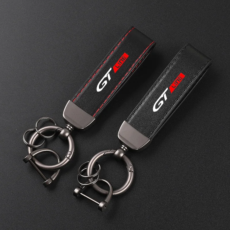 Deluxe Leather Keychain with Car Badge Keychain Pendant For Peugeot GT line