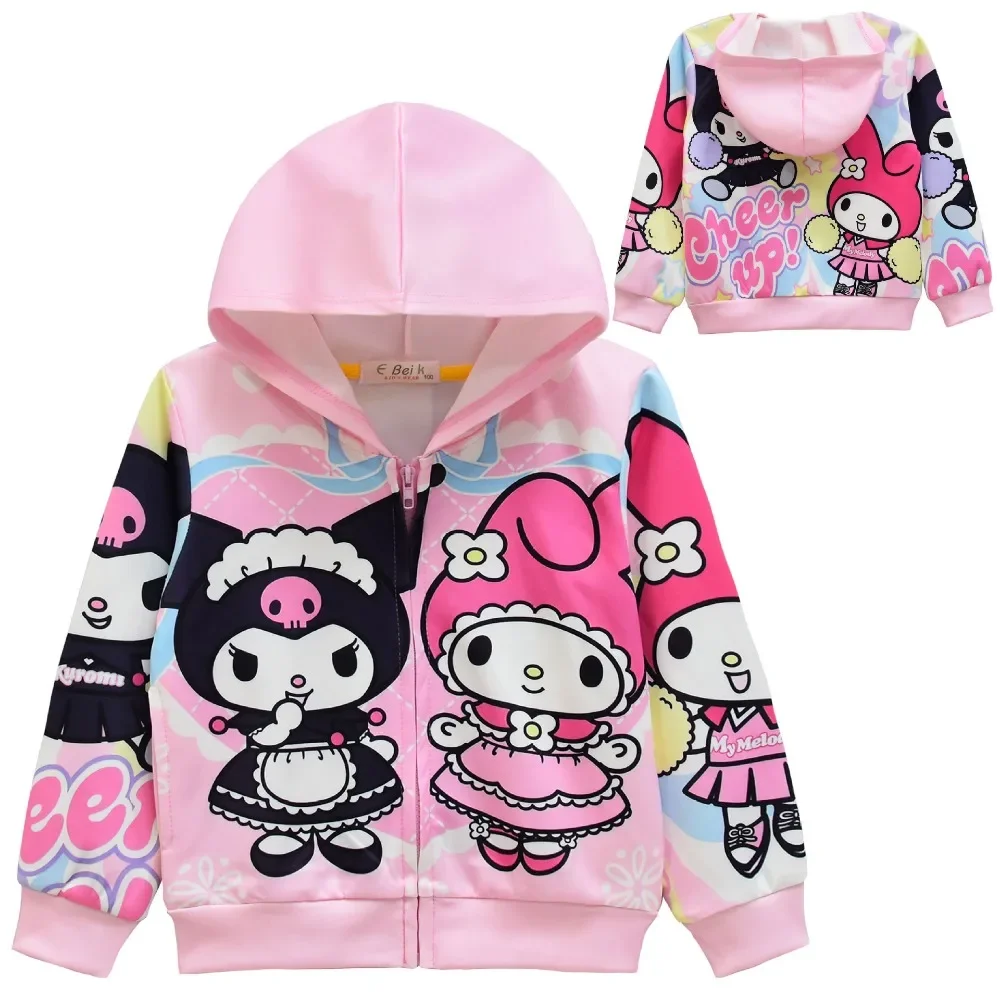 Anime Cartoon Kuromi Jas Voor Kinderen Rits-Up Jack Student Casual Sweatshirt Hoodie Jongens Meisjes Mode Tops Cosplay Kostuum