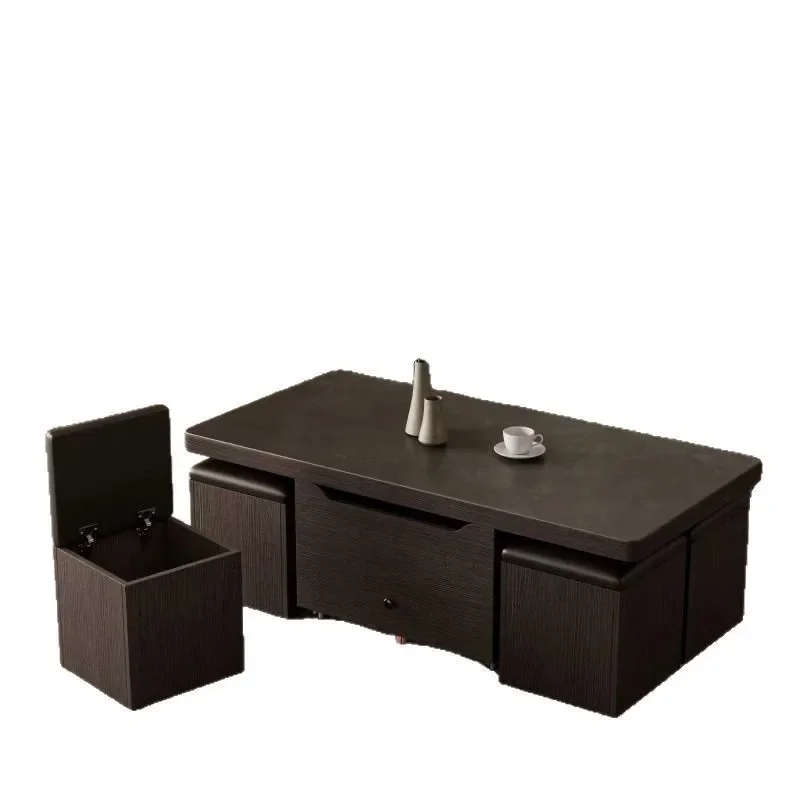 

Multifunctional coffee table dining table dual-purpose small apartment lifting and folding movable rock slab coffee table stool
