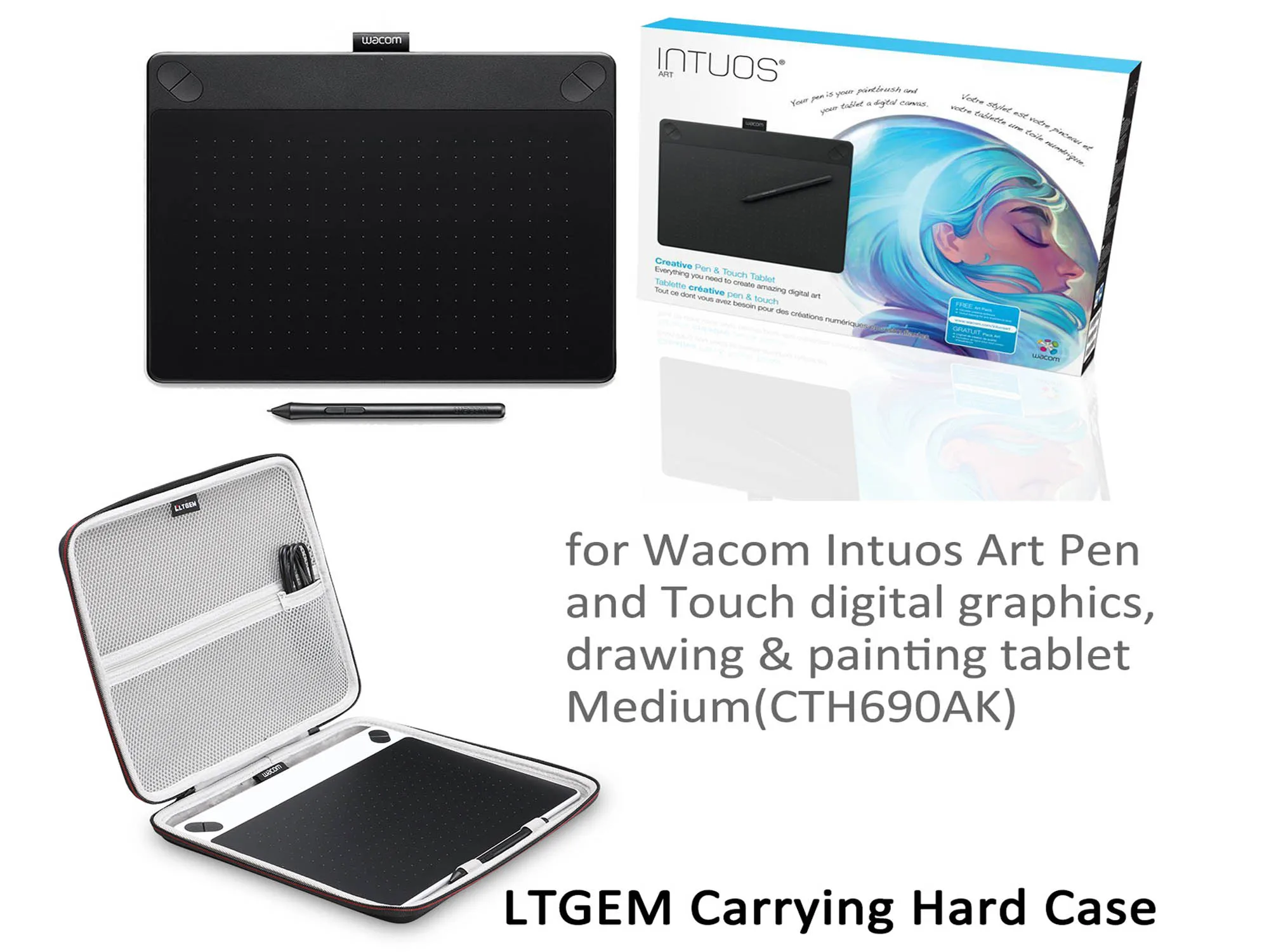 LTGEM Case for Wacom Intuos Small Bluetooth Graphics Drawing Tablet fits Model CTL4100 or XPPen Graphics Tablet fits(Only Case)