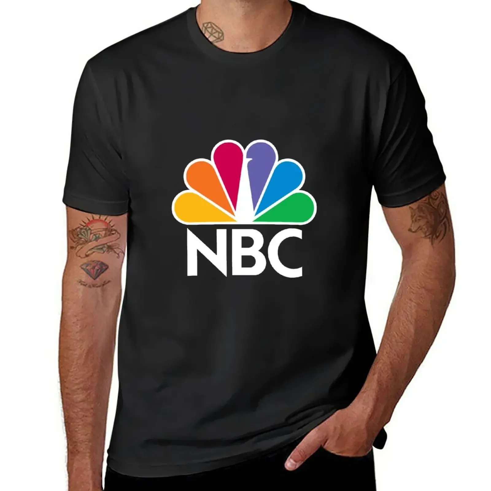 NBC Logo - White T-Shirt cute tops Short t-shirt tops black t-shirts for men