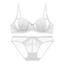 Sexy Elegant French Lace Lingerie Women's Soft Underwired Top Support Gathered Comfortable Not Empty Cup Bra