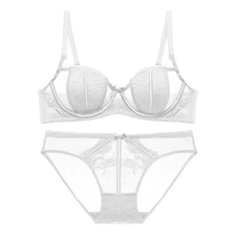 Sexy Elegant French Lace Lingerie Women's Soft Underwired Top Support Gathered Comfortable Not Empty Cup Bra