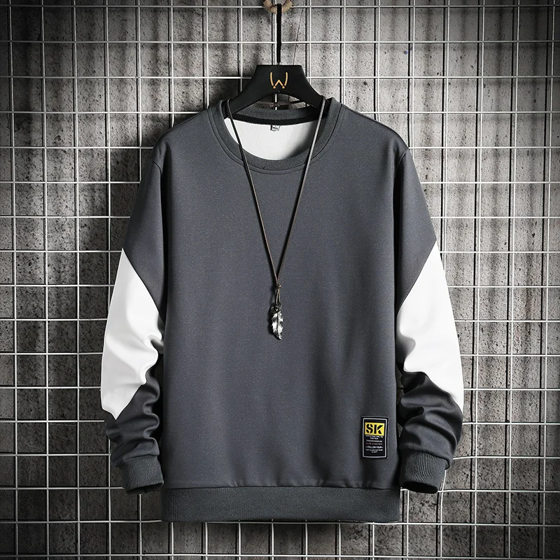 

Men's Sweatshirts Fashion Clothing Spring and Autumn Men Casual Sweatshirts Long Sleeve Patchwork Pullover Tops Thin Breathable