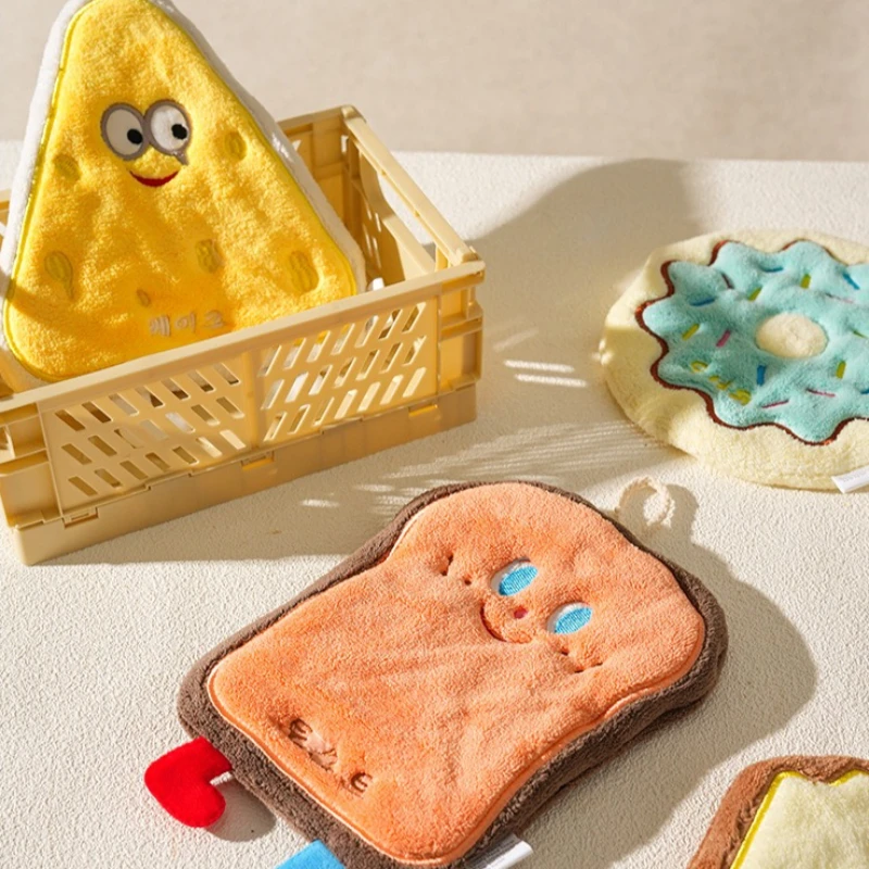 Lint-Free Easy-Clean Hand Towel - Cute Soft Coral Velvet Microfibre Wipes, Quick-Dry Absorbent Cloth for Kitchen Bathroom