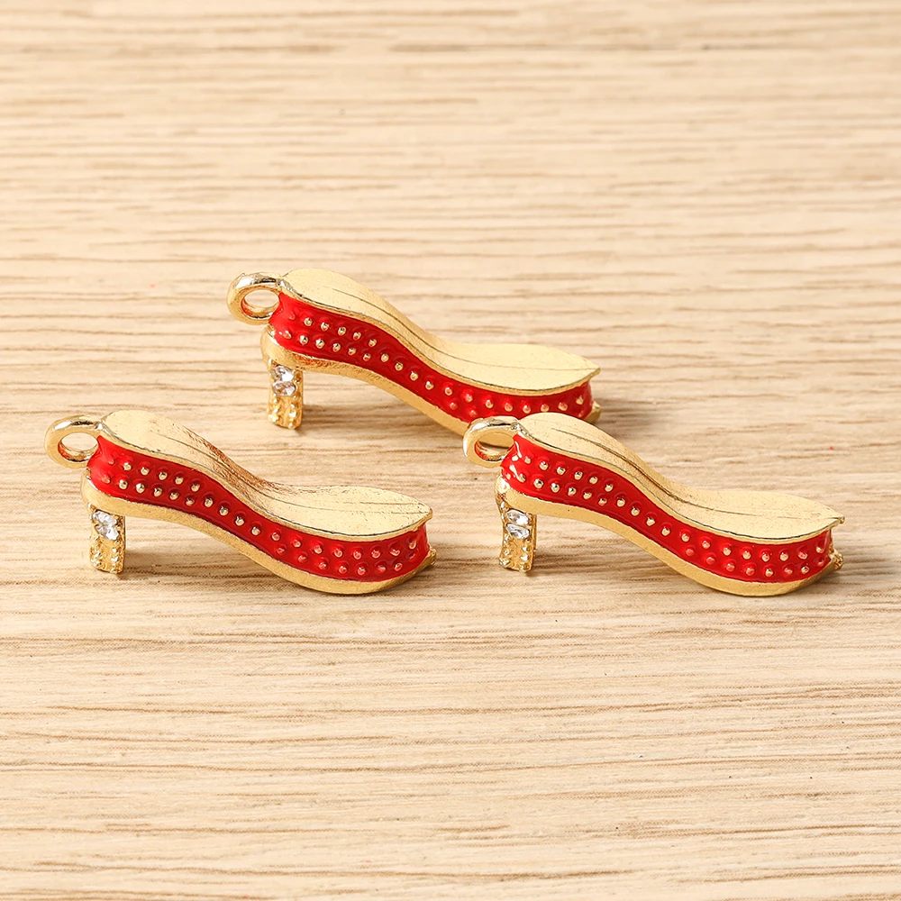Tusember 10 Stück Niedliche Kristall-Lippen Handtaschen-Schuh-High-Heel-Anhänger für Halsketten Ohrringe Armbänder Bastelbedarf – Detail 24