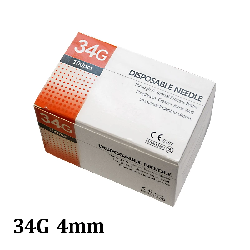 100PCS 25G 30G 32G 33G 34GPainless Nadel 4/6/13mm Schönheit Ultrafeine Piercing transparente Spritze Injektion Kleber Klare Spitze Kappe