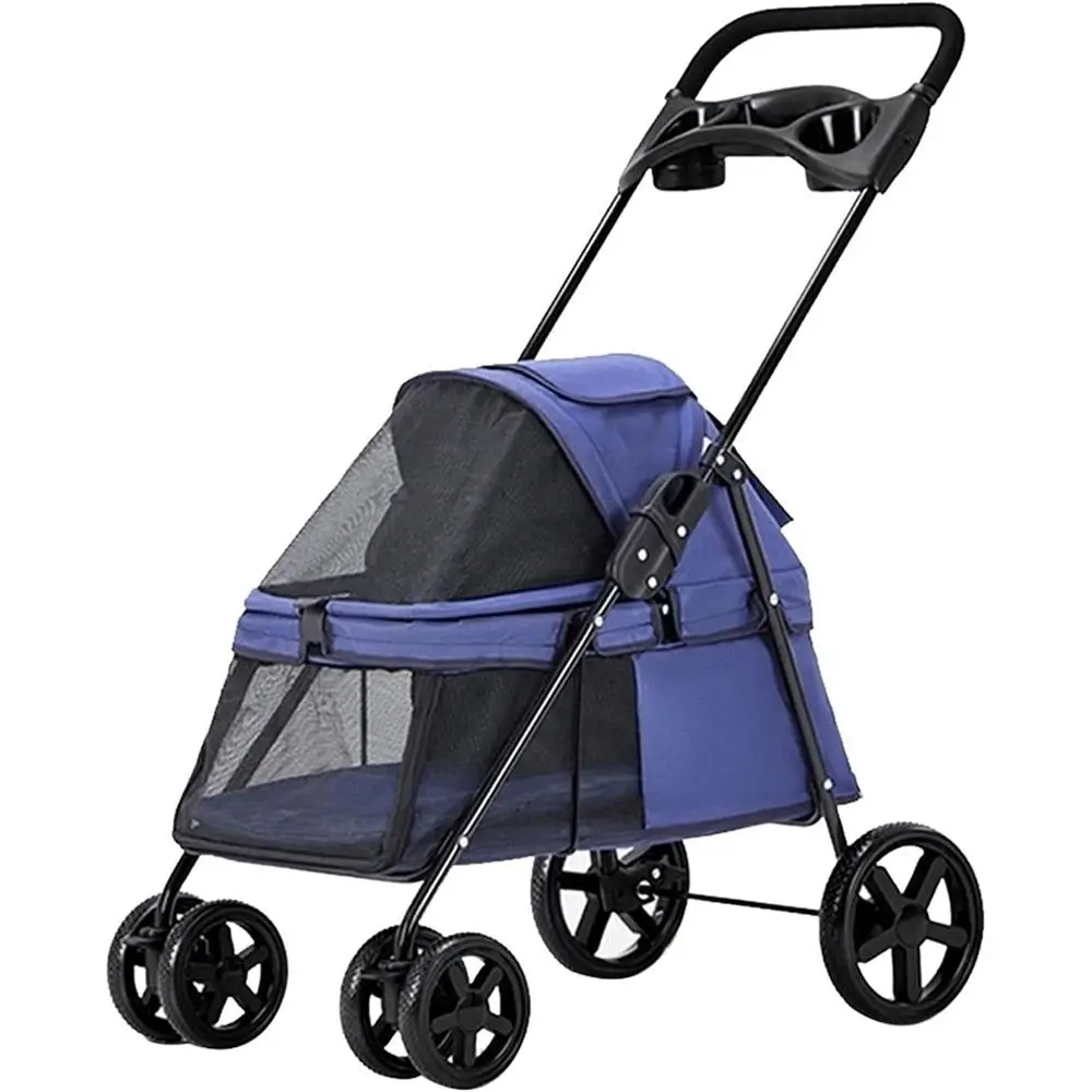 

Коляска премиум-класса для маленьких собак с подстаканником, дождевиком и дышащим дизайном (синяя)