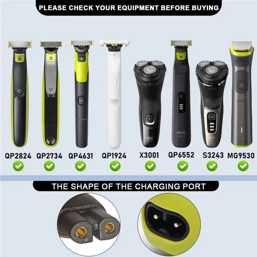 KVIFO 5V Ladegerät Passend für Philips Norelco One Blade&Oneblade QP2724 QP2834 QP1424 QP1924 QP4631 MG7950 MG7930 Elektrorasierer