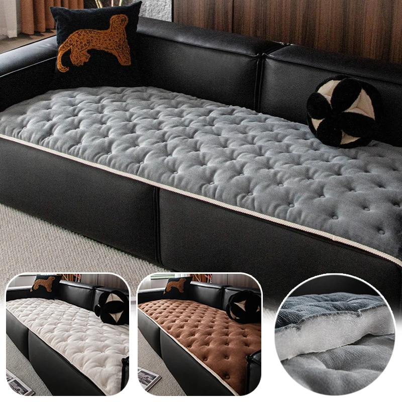

2025 New Flannel Straight Row Sofa Cushion Universal Anti Slip Luxury Feel All Seasons Soft Sofa Cover Home Living Room Decor