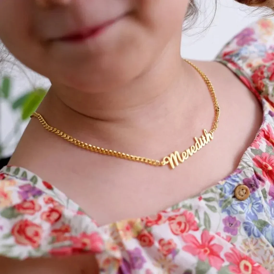 Collares personalizados con nombre de bebé para niño y niña, gargantilla con placa con nombre de acero inoxidable, joyería hecha a mano, regalos para niños