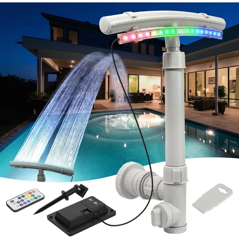 

Pool Fountain for Above and In-ground Pool With 12-Color LED Lights,Solar Lights With Remote Control For Pool