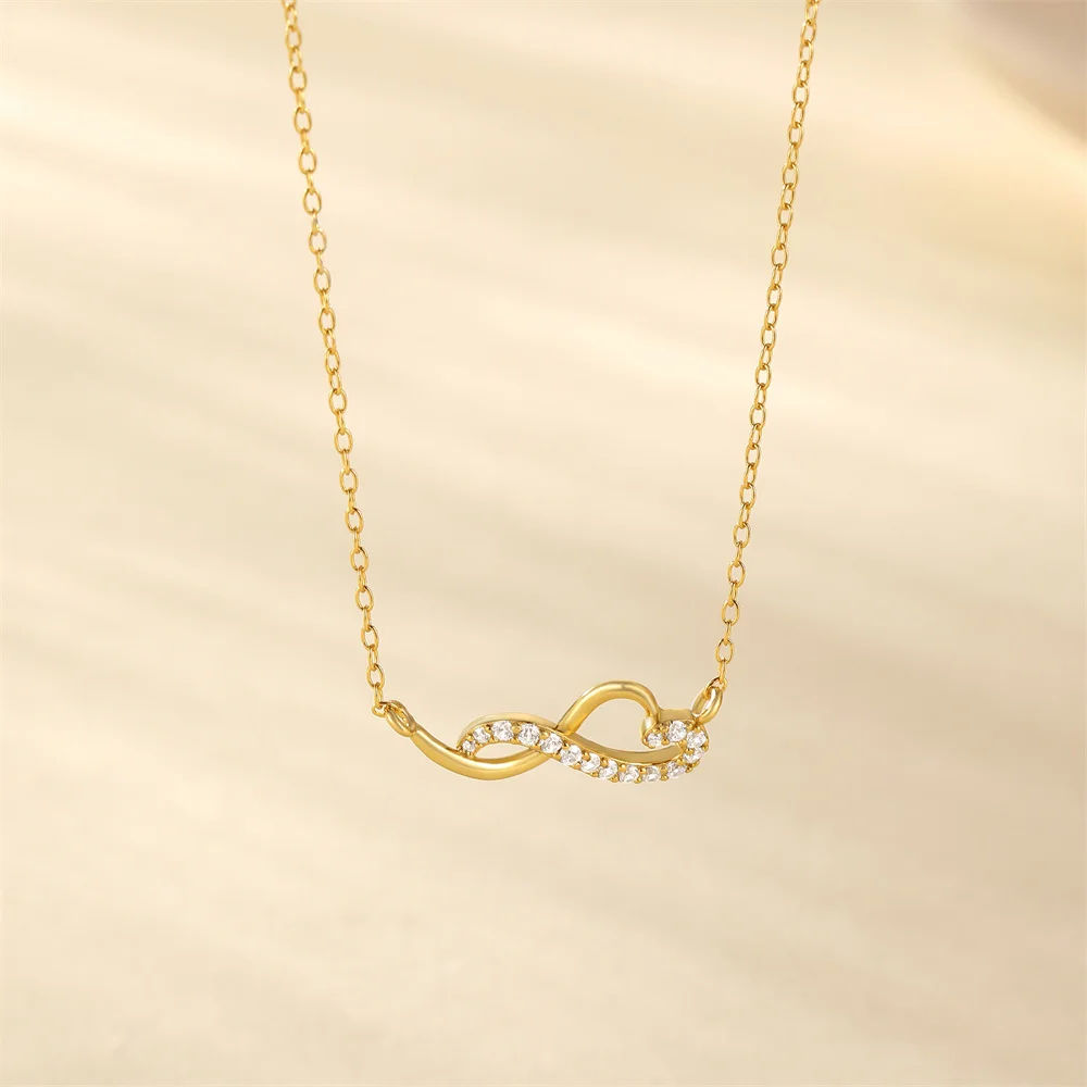 CANNER 925 srebro w kształcie serca nieskończona cyrkonia naszyjnik dla kobiet 18K złoto Ins luksusowy naszyjnik Fine Jewelry Party prezent — zdjęcie 7