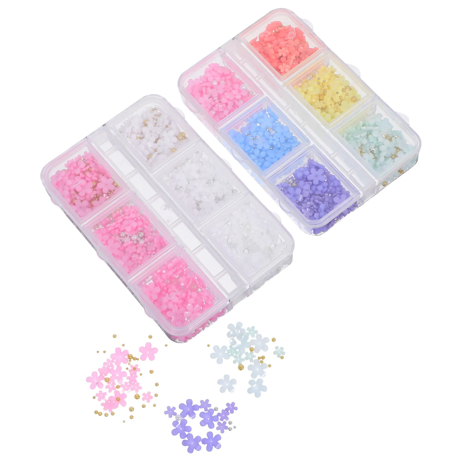 3D Flower Nail Charms Mixed Sizes Colorful Resin Artificial Pearls DIY Manicure Art Decorations Flower Nail Art