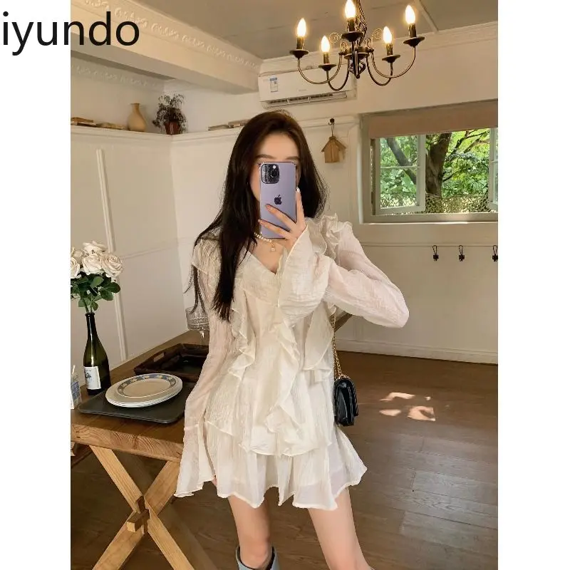 

2024 New French Design Ruffled Trumpet Sleeve Shirt Fresh and Sweet Skirt Pants Three-piece Set Summer Deux-pièces