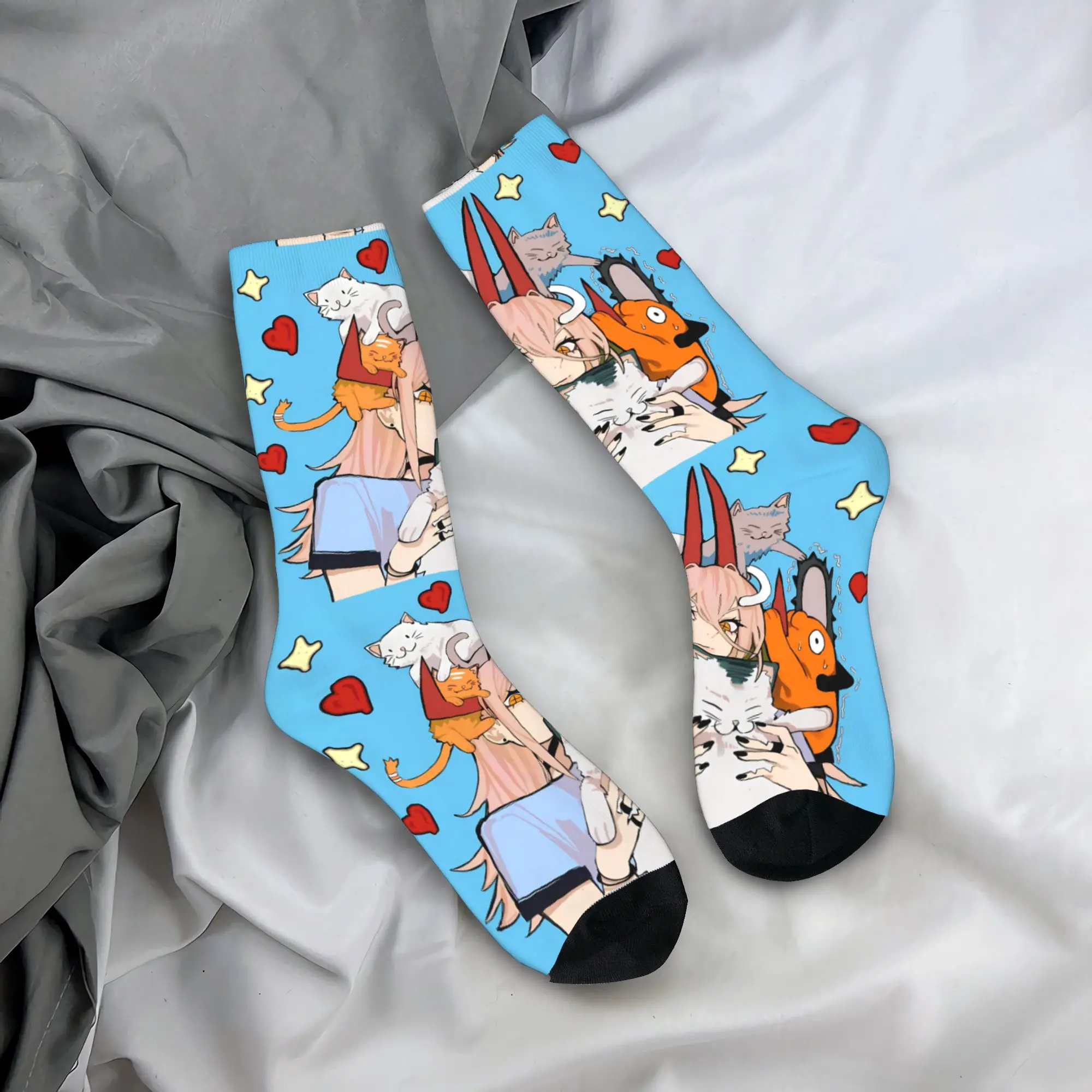 Power playful anime Socks Chainsaws Mans Leisure Stockings Autumn Anti Skid Men Socks Soft Breathable Printed Running Socks
