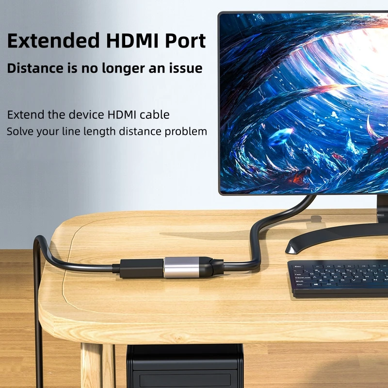 HDMI2.1 Male to Female Extension Cable 8K 60Hz/4K 144Hz/2K 165Hz HD HDMI Cables Support Dynamic HDR for TV, Displays, Projectors