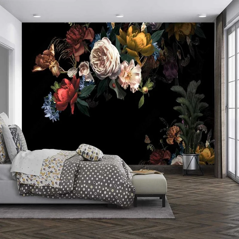 Custom Any Size Mural Wallpaper European Pastoral Flowers Rose Fresco Background Wall Decor Living Room Bedroom Romantic Mural