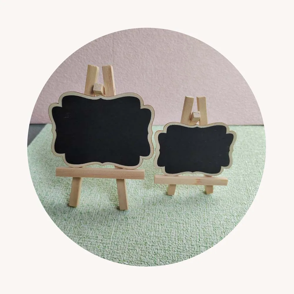 Mini Wooden Whiteboard Message Chalkboard Statue Fairy Garden Small Notice Blackboard Stand