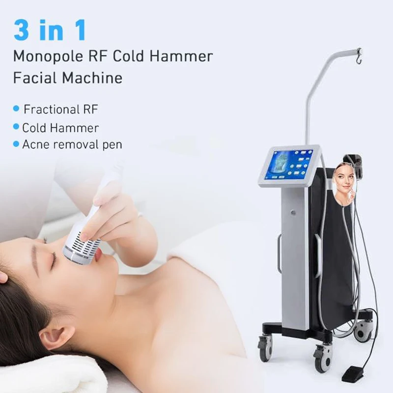 Vertical 3 In 1 Monopole Facial Anti-aging Tixel Matrix Machine Acne Treatment Wrinkle Remove Skin Tightening Shrink Pore Device