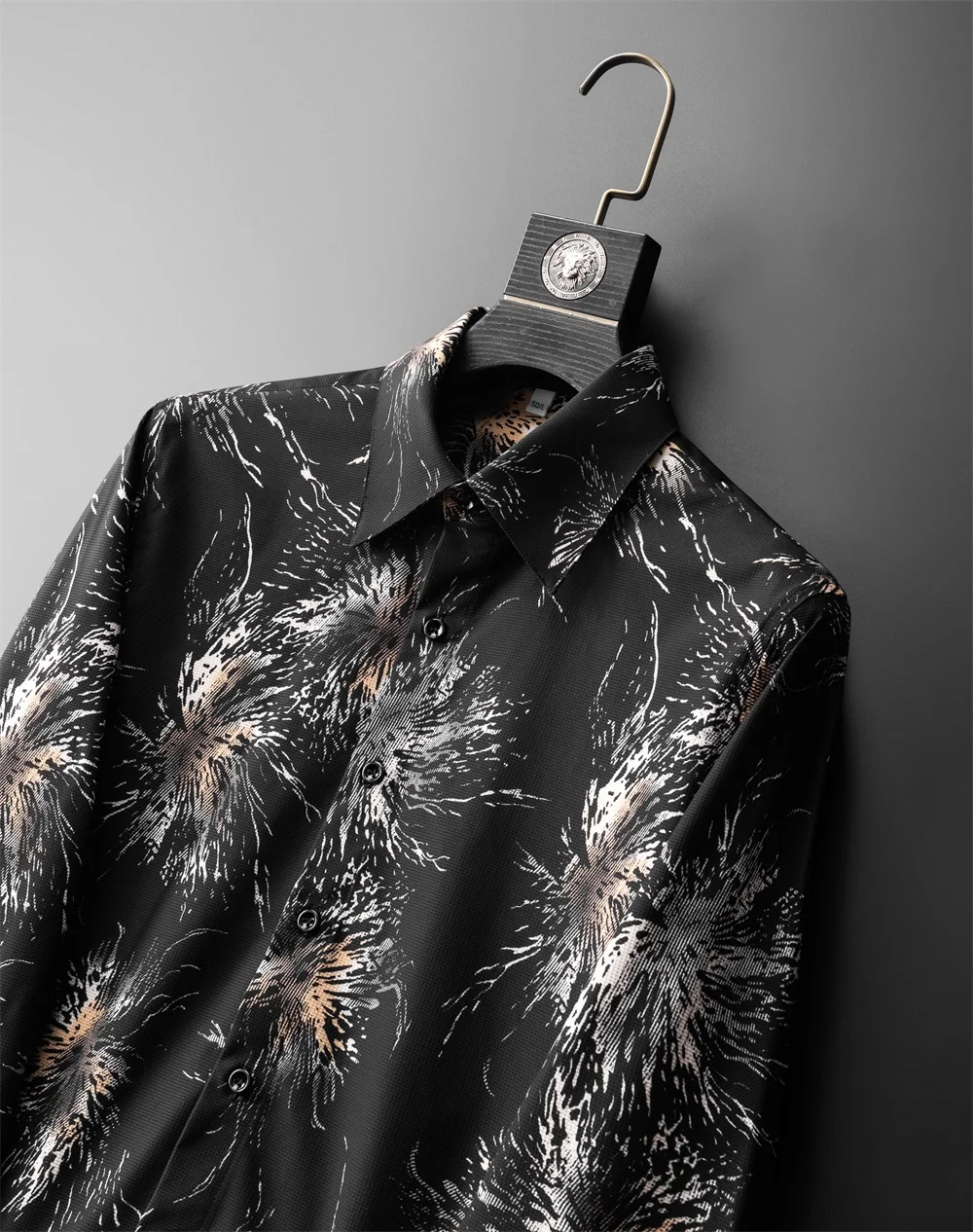 Brand Waffle Print Men\'s Shirt 2024 Autumn Loose Long Sleeved Casual Business Shirt Versatile Social Streetwear Men\'s Clothing