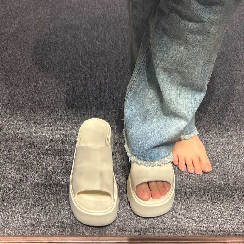 ZUOFU Thick Sole Sandals for Women EVA Platform Slippers Non Slip Beach Sandals Summer Lady Slides Soft Wedge Heel Home Footwear image 4