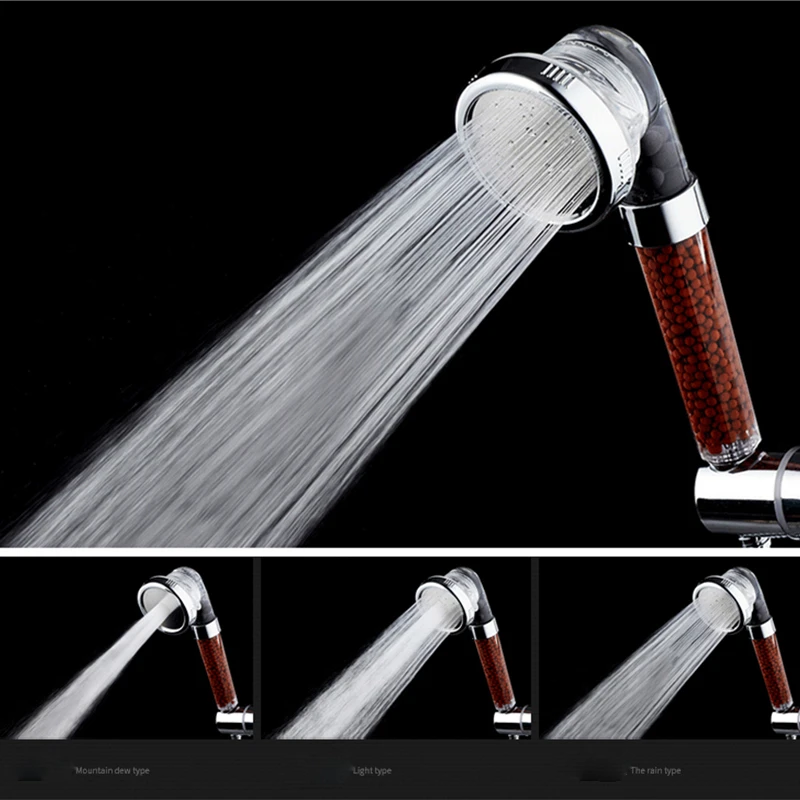 New 3 Functions High Pressure SPA Shower Head Water Saving Handheld Rainfall Bathroom Accessories Anion Filter Shower