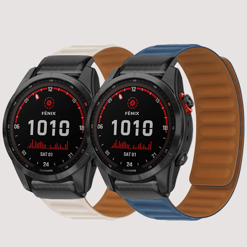 Garmin Fenix 7 7X 6 6X Pro 5 5X Plus 3 HR Enduro Epix Gen 2 용 26/22mm 실리콘 시계 밴드, 스마트 워치 마그네틱 루프 손목 스트랩
